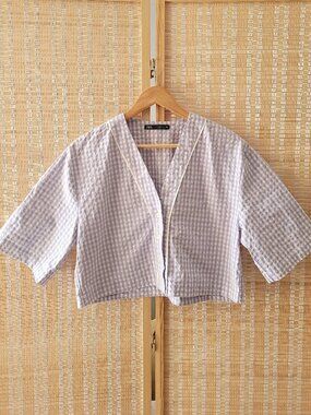 ZARA Purple Gingham Crop Top